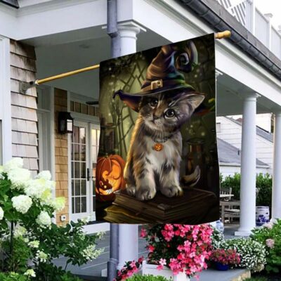 Cute Cat Halloween House Flag Garden Flag FG325