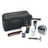 Black Leather Toiletry Bag Single Zipper