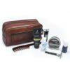 Vintage Brown Leather Toiletry Bag Double Zipper